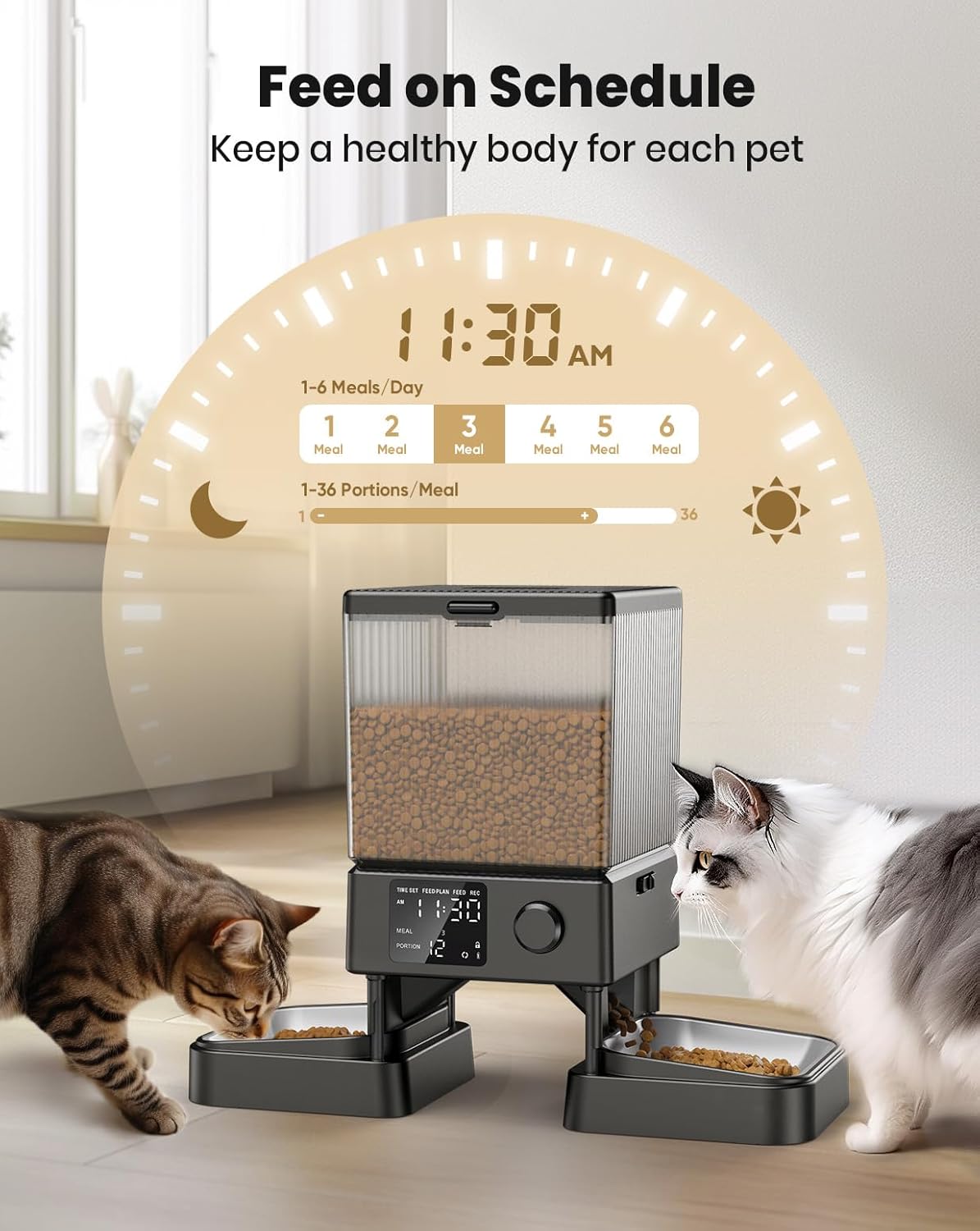 oneisall Automatic Cat Feeder for 2 Cats, 20 Cups/5L