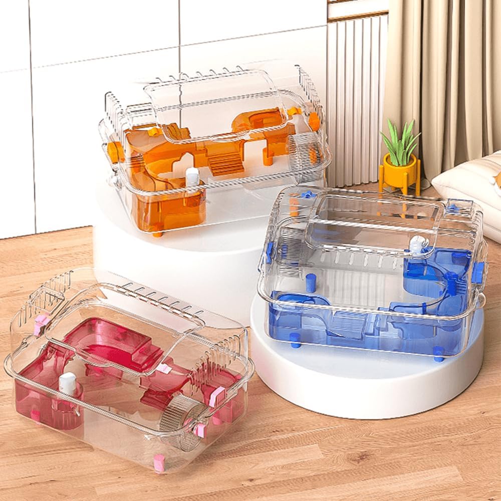 8-in-1 Dwarf Hamster Cage, No Assembly Full Transparent, Small Desktop/Breeding/Nursery Cage