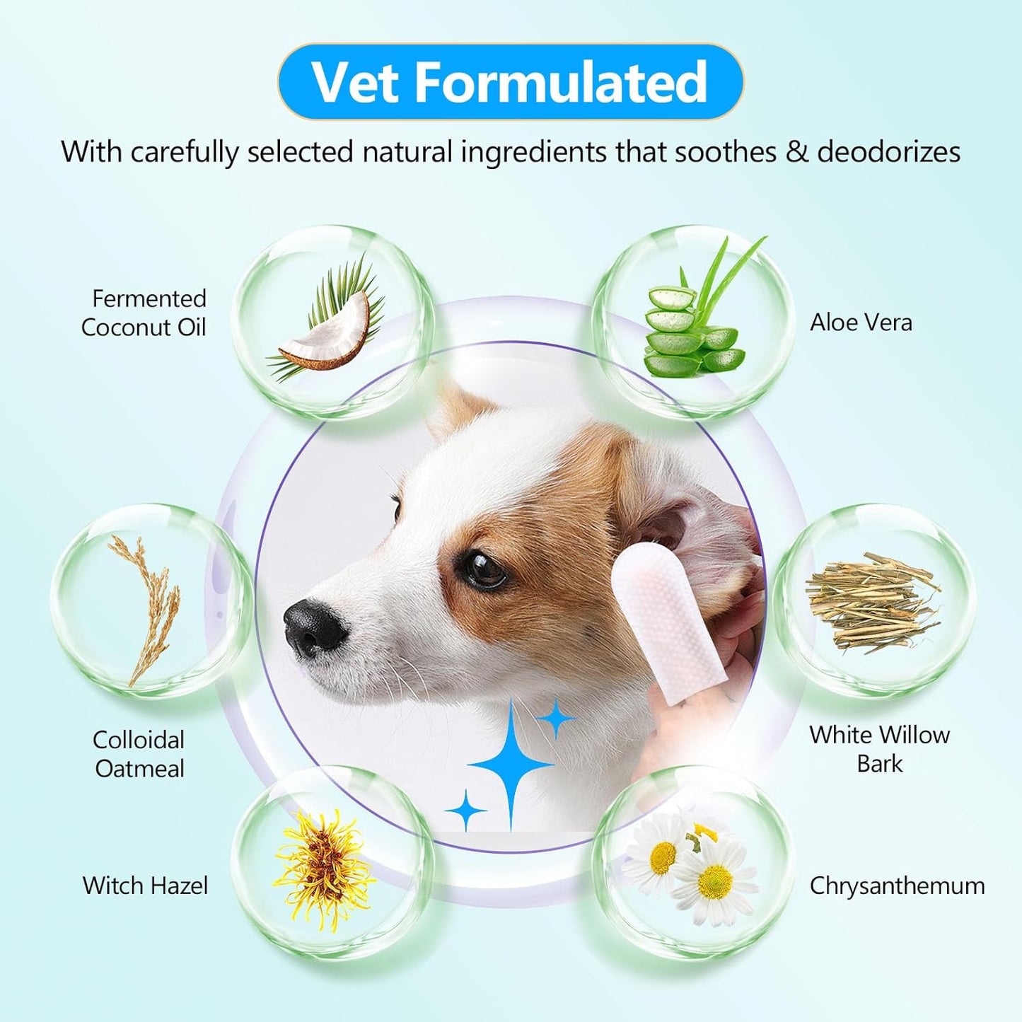 Dog Ear Finger Wipes, Dog and Cat's Ears Ear Cleaning Wipes, can Remove Dirt and Earwax,Wipes 60 Pieces