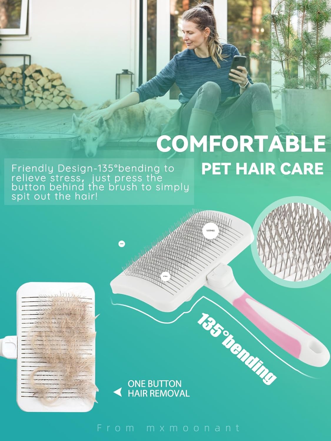 Mxmoonant 2400W 3.2HP Dog Dryer Pets Hair Dryer Stepless Speed Temp Adjustable High Velocity Dog Cat Hair Blower (Blue UK Plug)