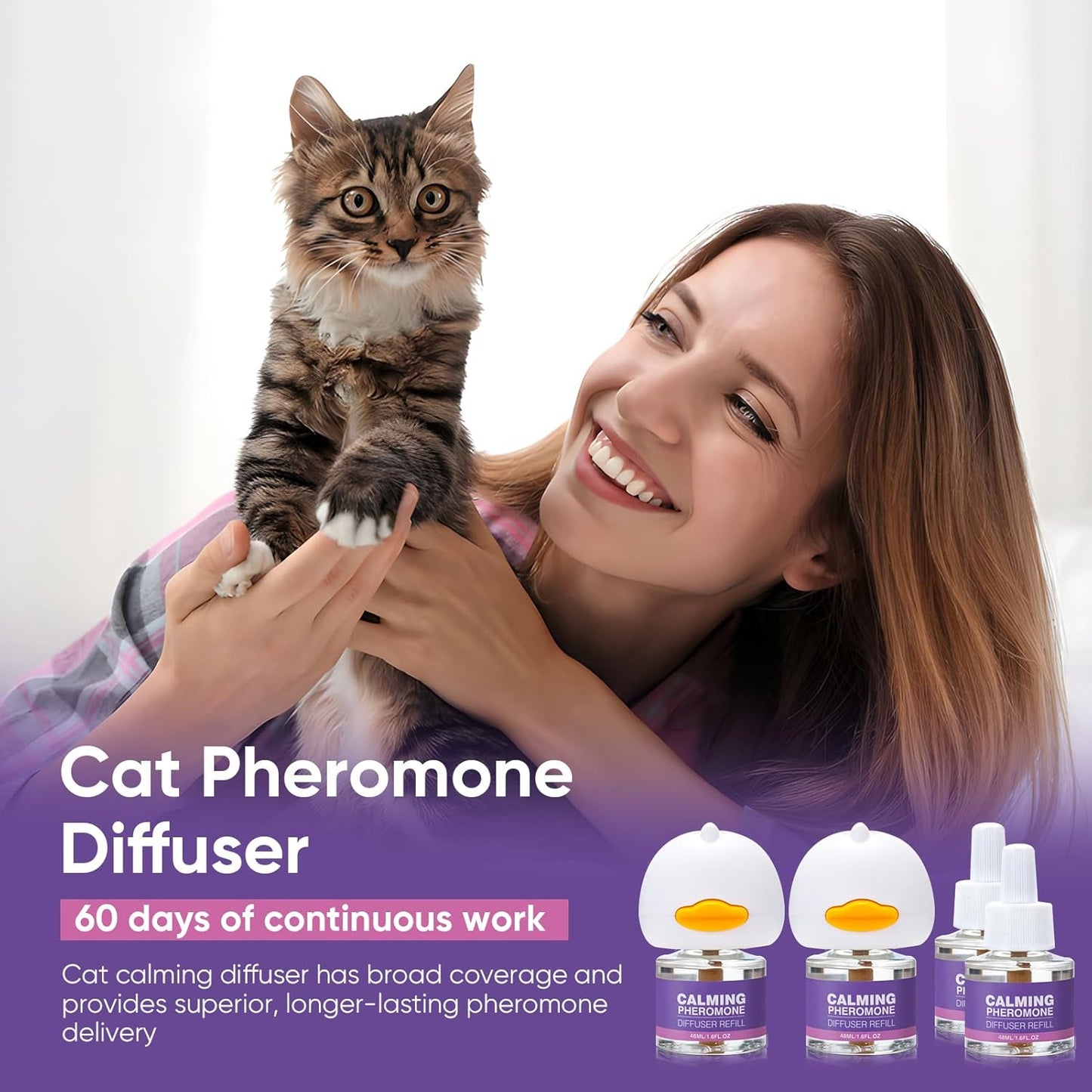 Cat Calming Pheromone Diffuser Effectively Relieve Anxiety Stress 48ml/Bottle Fits All Cats