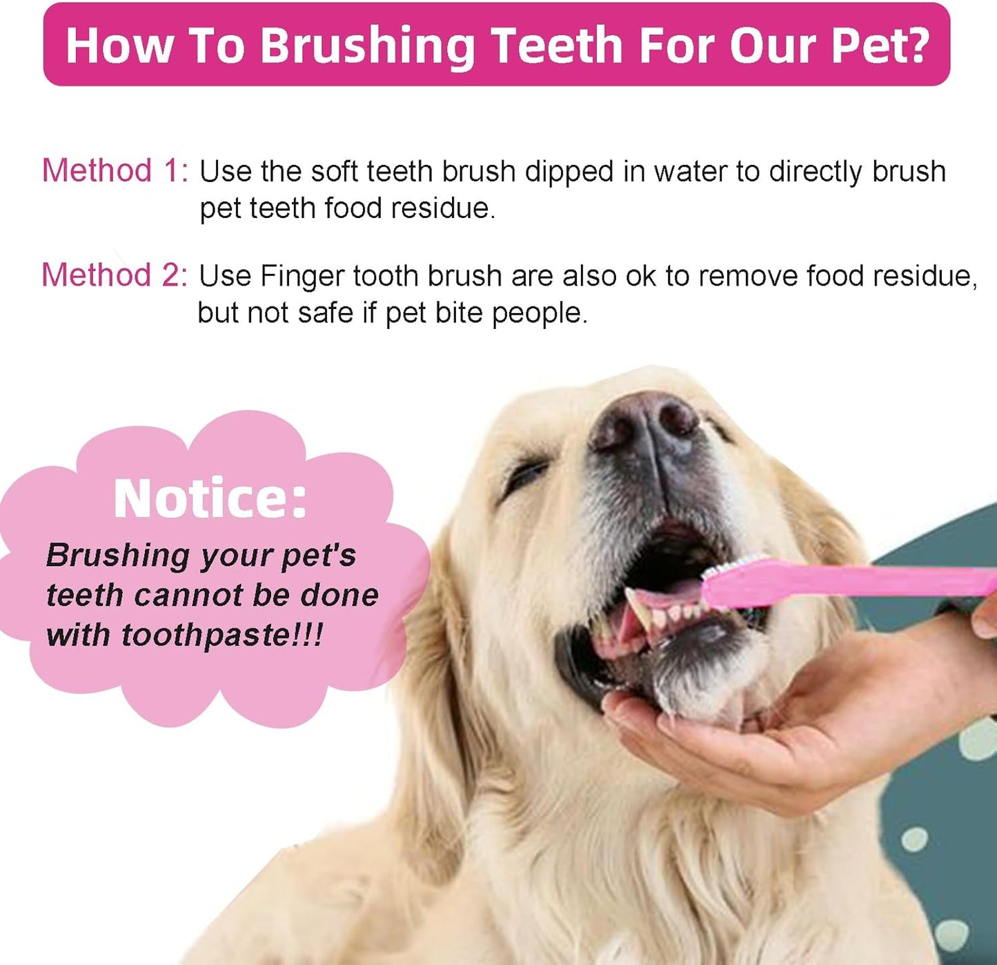 Cat Dog Toothbrush Puppy Tooth Brushing Kit Cat Dental Healthy Pink Teeth Brush for Dogs Dental Hygiene Toothbrush for Pet Kitten Bunny 1 Piece