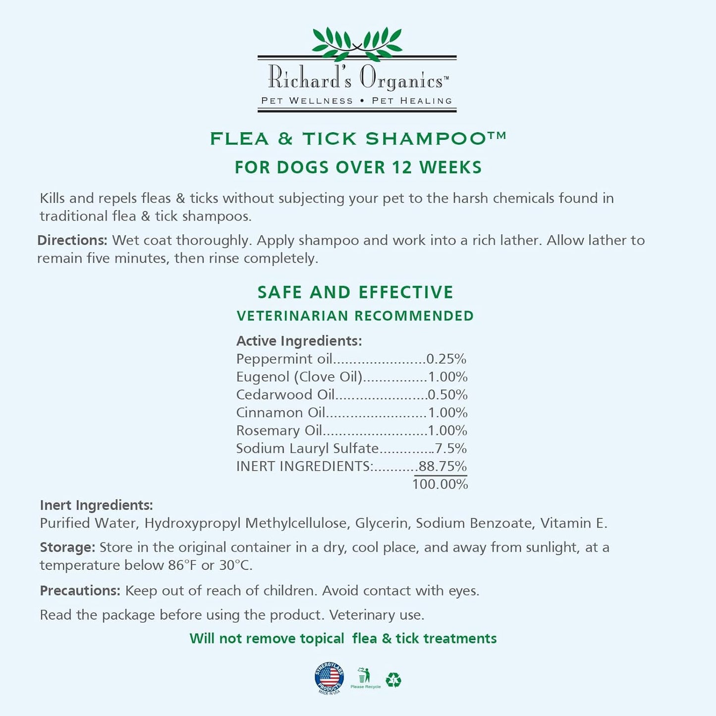 Richard’s Organics Flea and Tick Shampoo for Dogs – 100% All-Natural-usa made