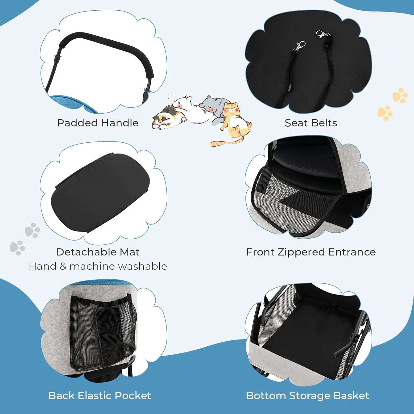 Costway 3-In-1 Pet Stroller with Removable Car Seat Carrier
