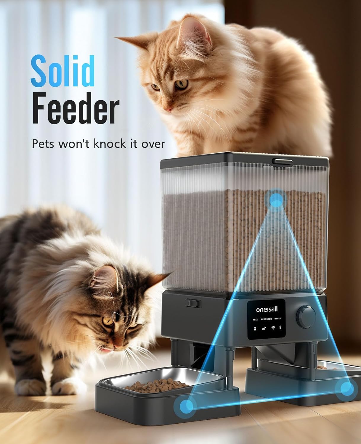 oneisall Automatic Cat Feeder with 5G WiFi, Automatic Cat Food Dispenser for 2 Cats