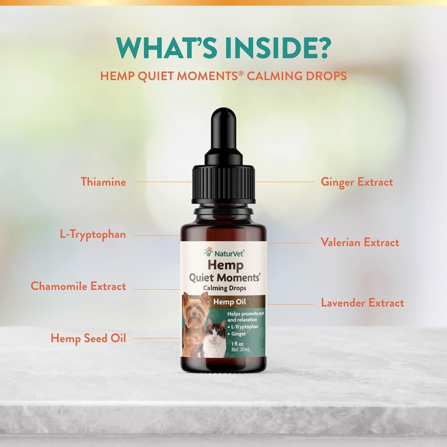 NaturVet Hemp Quiet Moments Calming Drops for Cat, 1oz