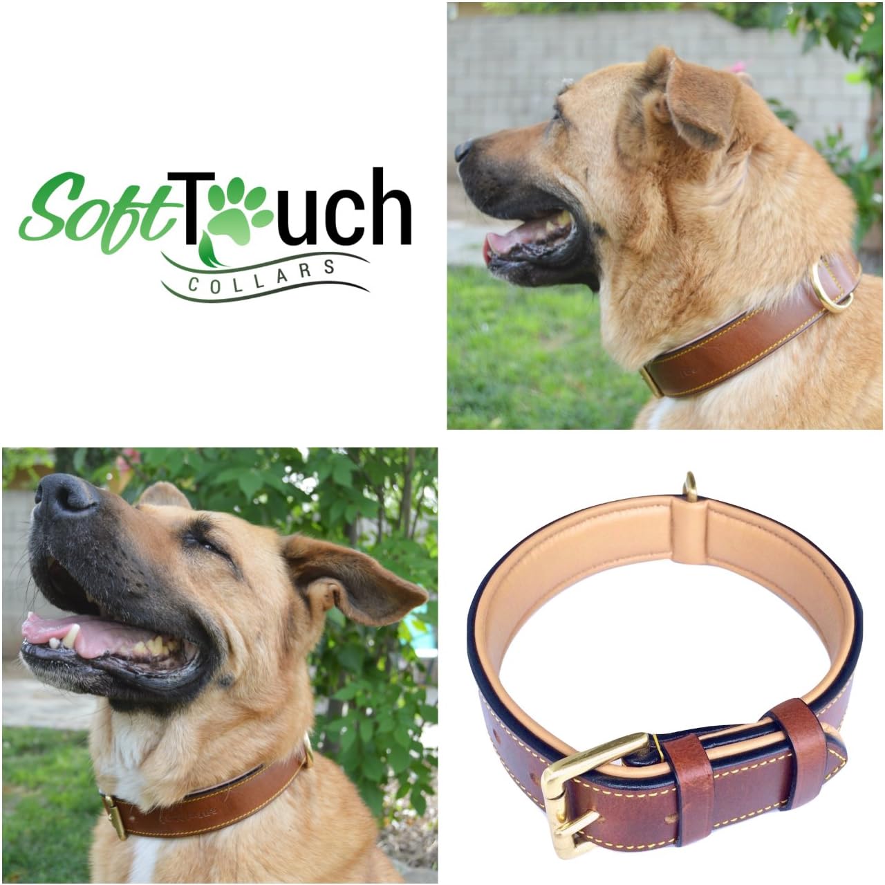 Padded Leather Dog Collar, Large Brown - Genuine Real Leather, 24" Long x 1.5 Wide, Fits Neck Size 18" to 21" Inches