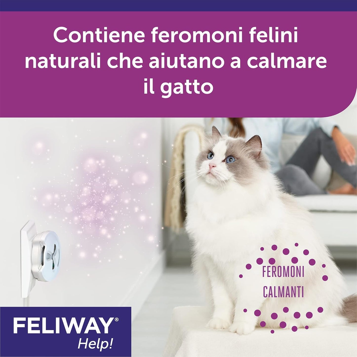 FELIWAY® Help! Diffuser + Refill 7 Days – Helps Your Cat to Face Momentary Stress Situations – Calming and Stress Relief Feline Pheromones for Cats