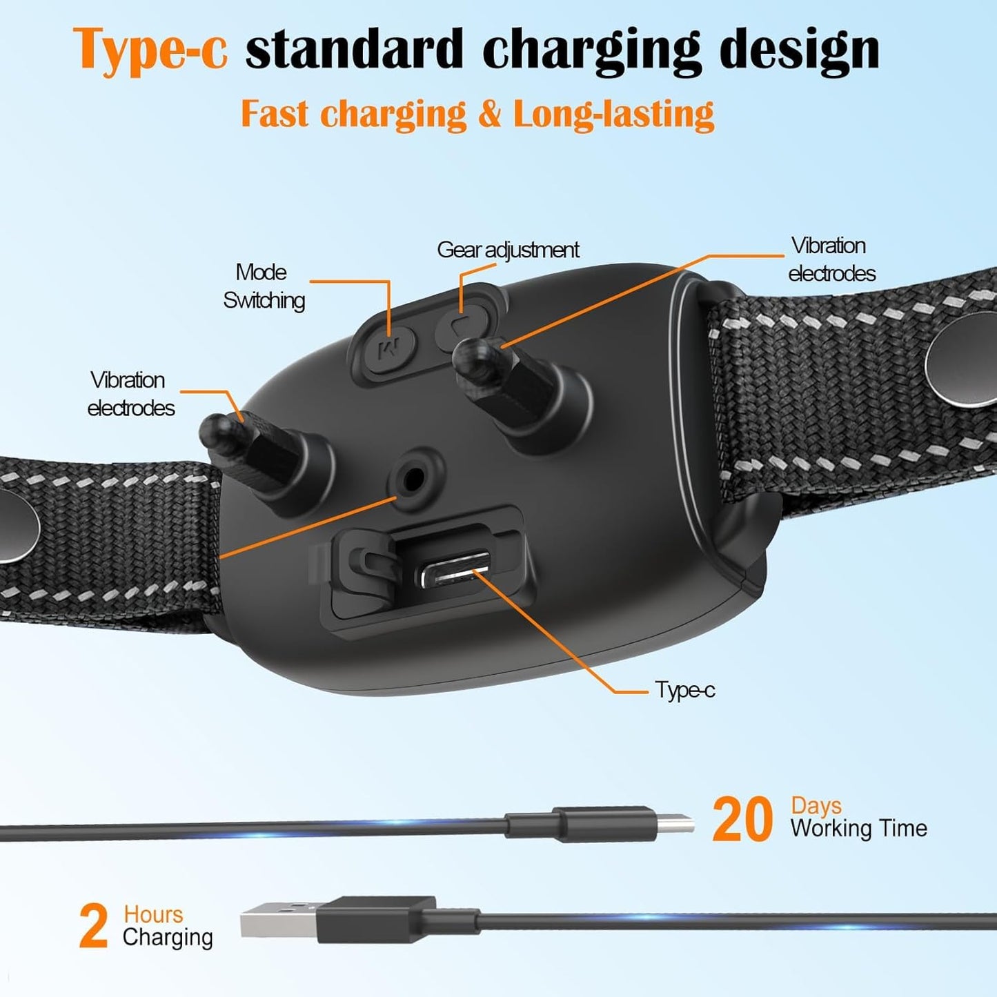 PZCC Anti Bark Collars for Dogs 8-120lbs - IP67 Waterproof Bark Collar with LCD