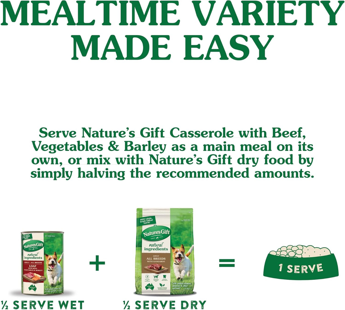 Nature's Gift Adult Wet Dog Food in Can, Loaf with Beef, Vegetables & Barley 6x1.2Kg