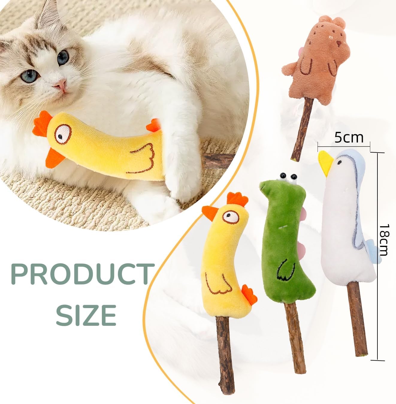4-Piece Catnip Toys with Valerian Stick Catnip Toys with Various Cute Animal Styles