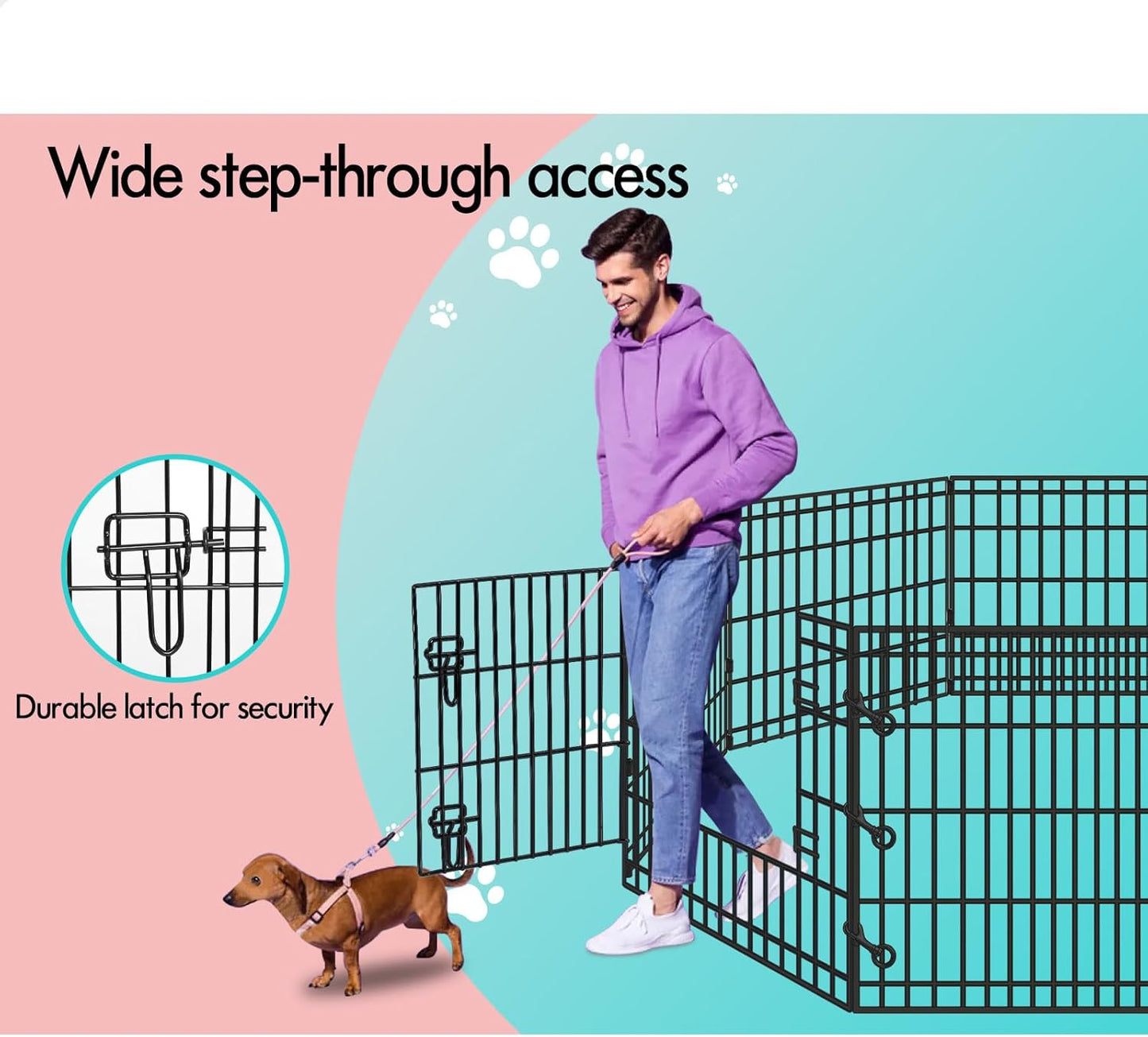Beastie Foldable Pet Dog Metal Playpen 24", 8 Panels Folding Dog Play Pen Frame for Puppy