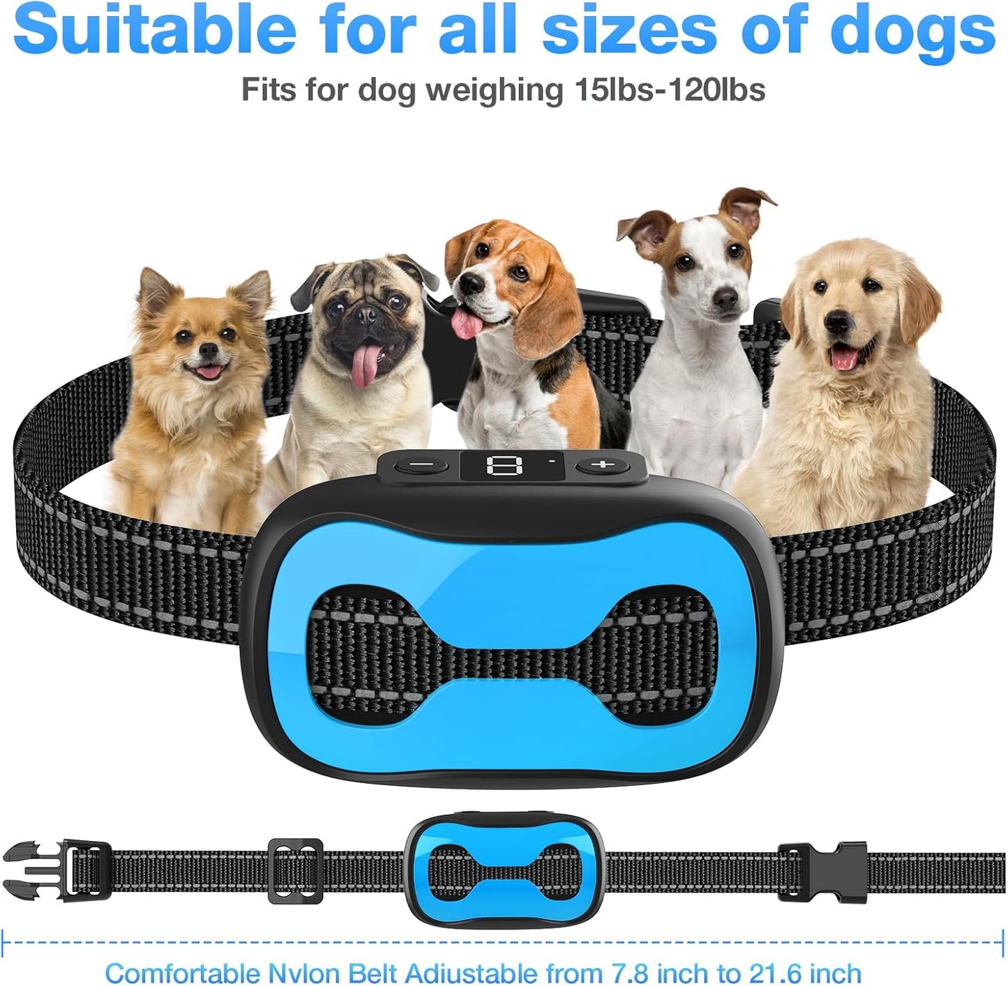 PcEoTllar Anti Bark Collars for Dogs – Bark Collar with Sensitivity Display