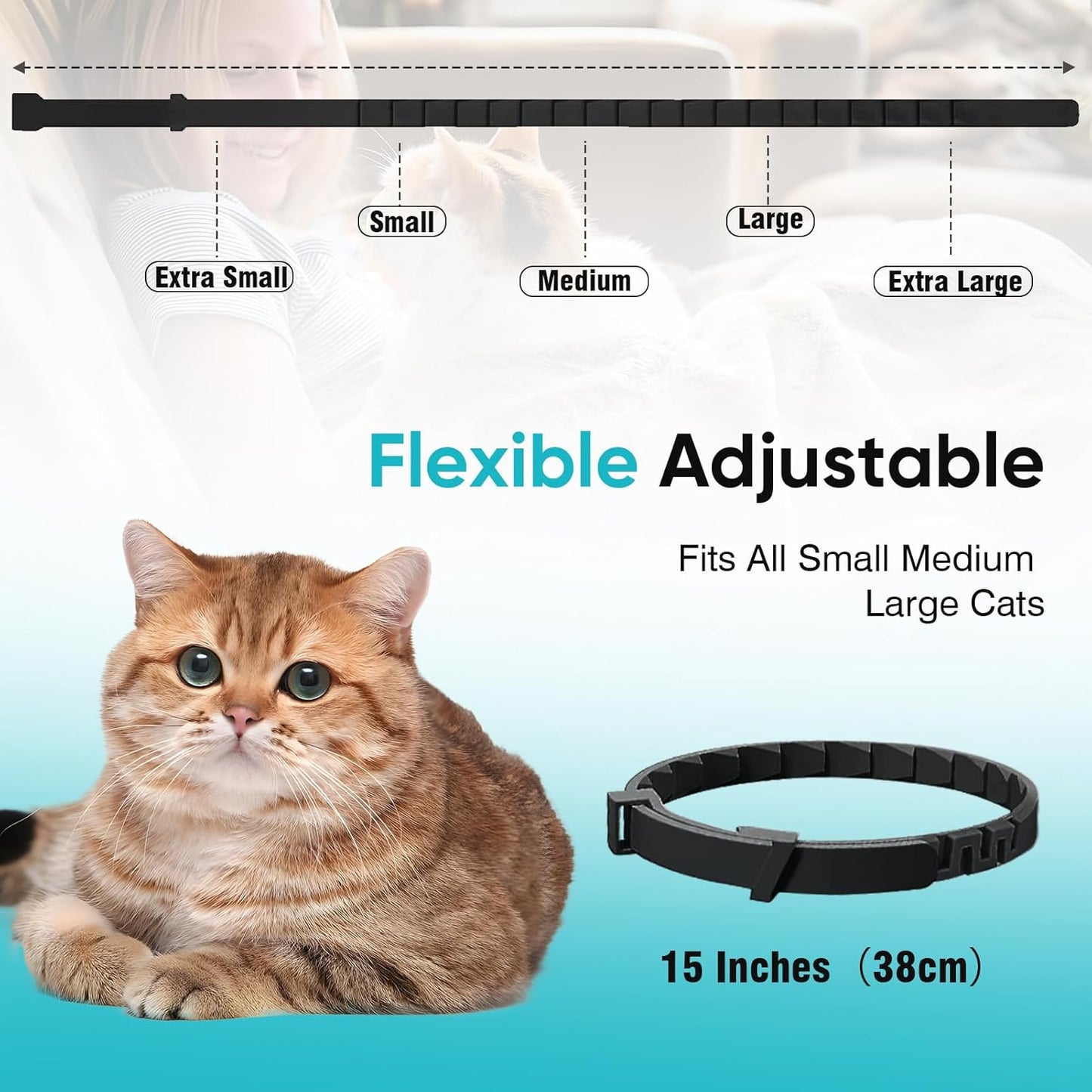 Cat Calming Pheromone Collar, 4 Pack, Black, 15 inches, Universal Fit, Waterproof