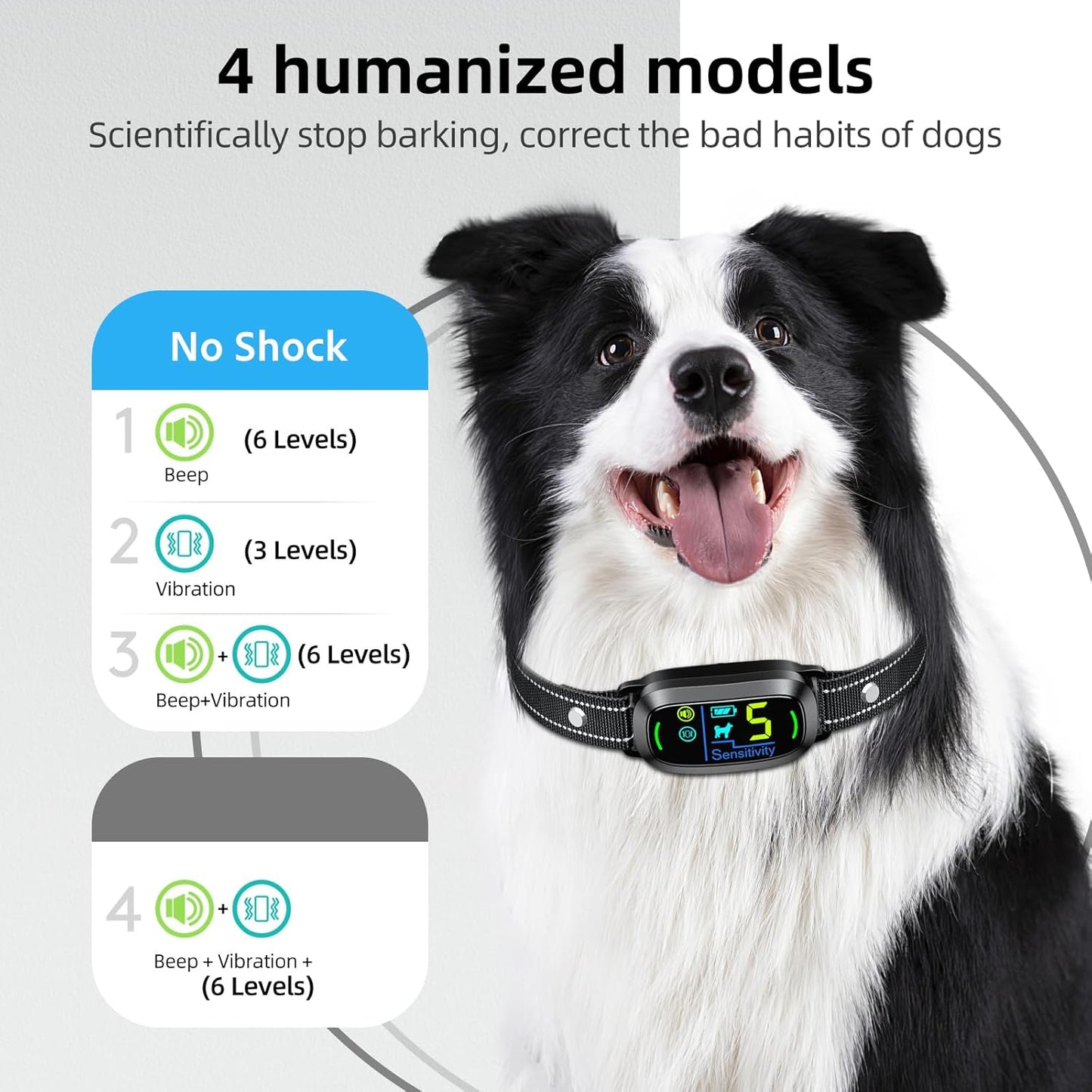 Dog Bark Collar for Large Medium Small Dogs, Rechargeable Smart Bark Collar, Anti Barking