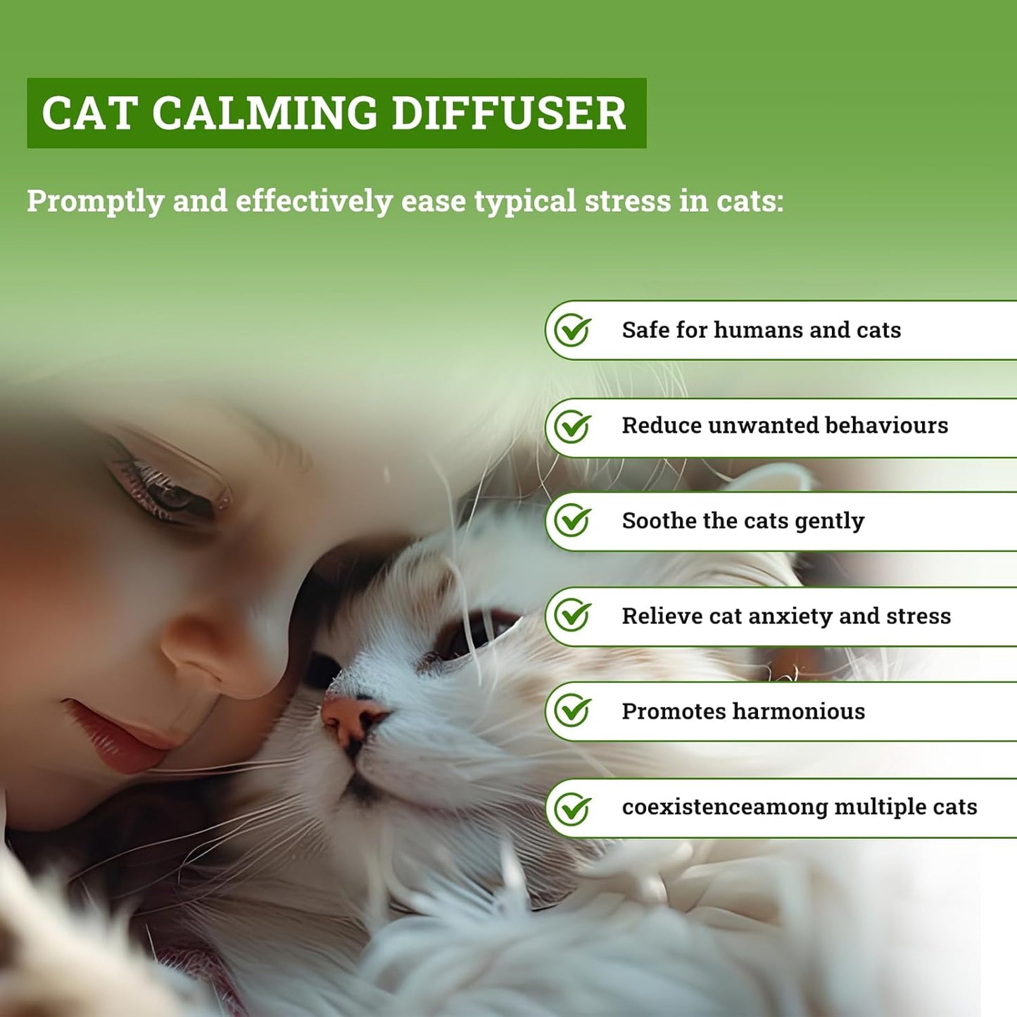 Cat Calming Diffuser Plug in Kit - 6 Pack Pheromone Diffuser for Anxious Cats, Anti-Stress & Comforting Solution with 2 Diffusers & 6 Refills +2pcs Calming Collar