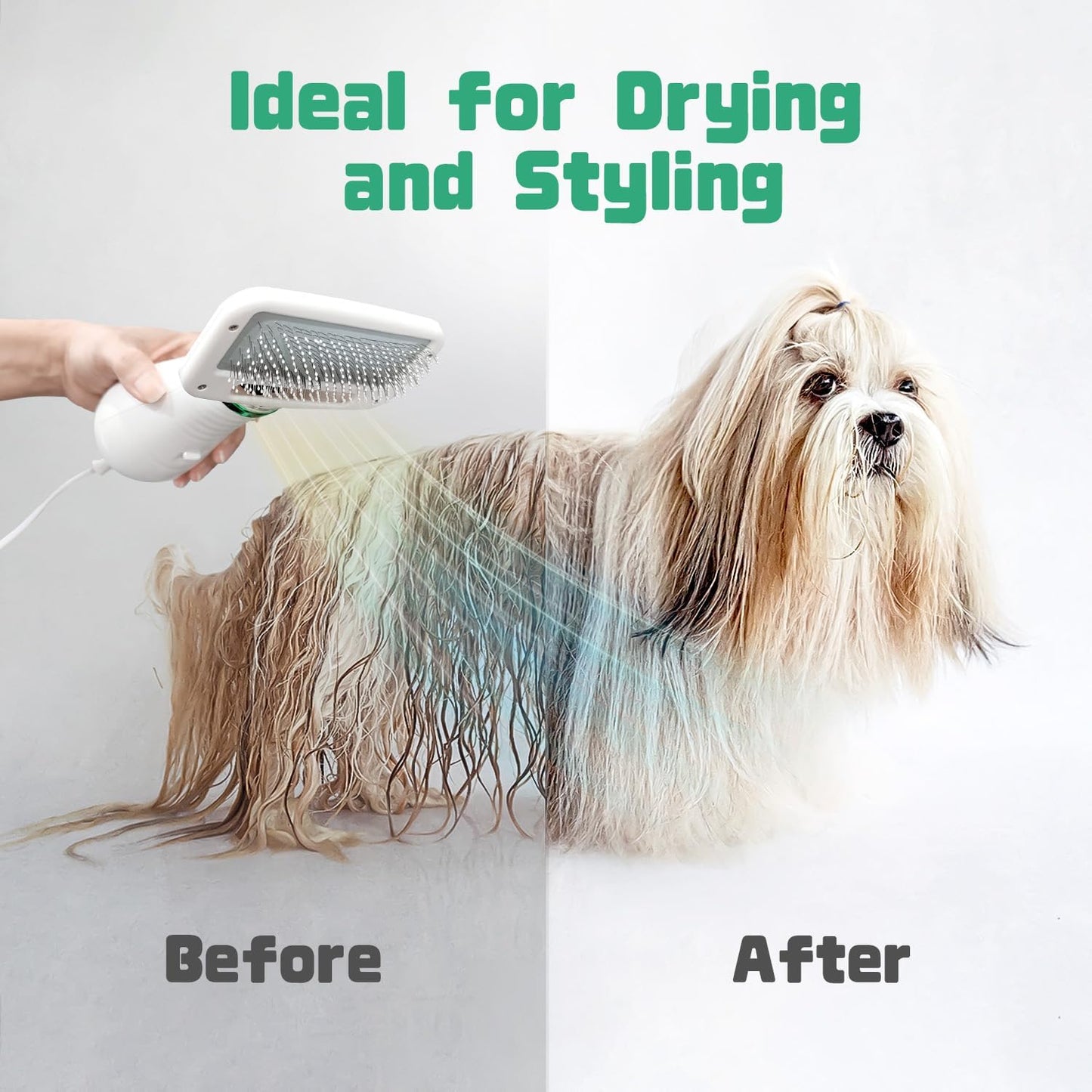 Dog Hair Dryer, 2-in-1 Dog Blow Dryer with Slicker Brush, 300W Pet Hair Dryer