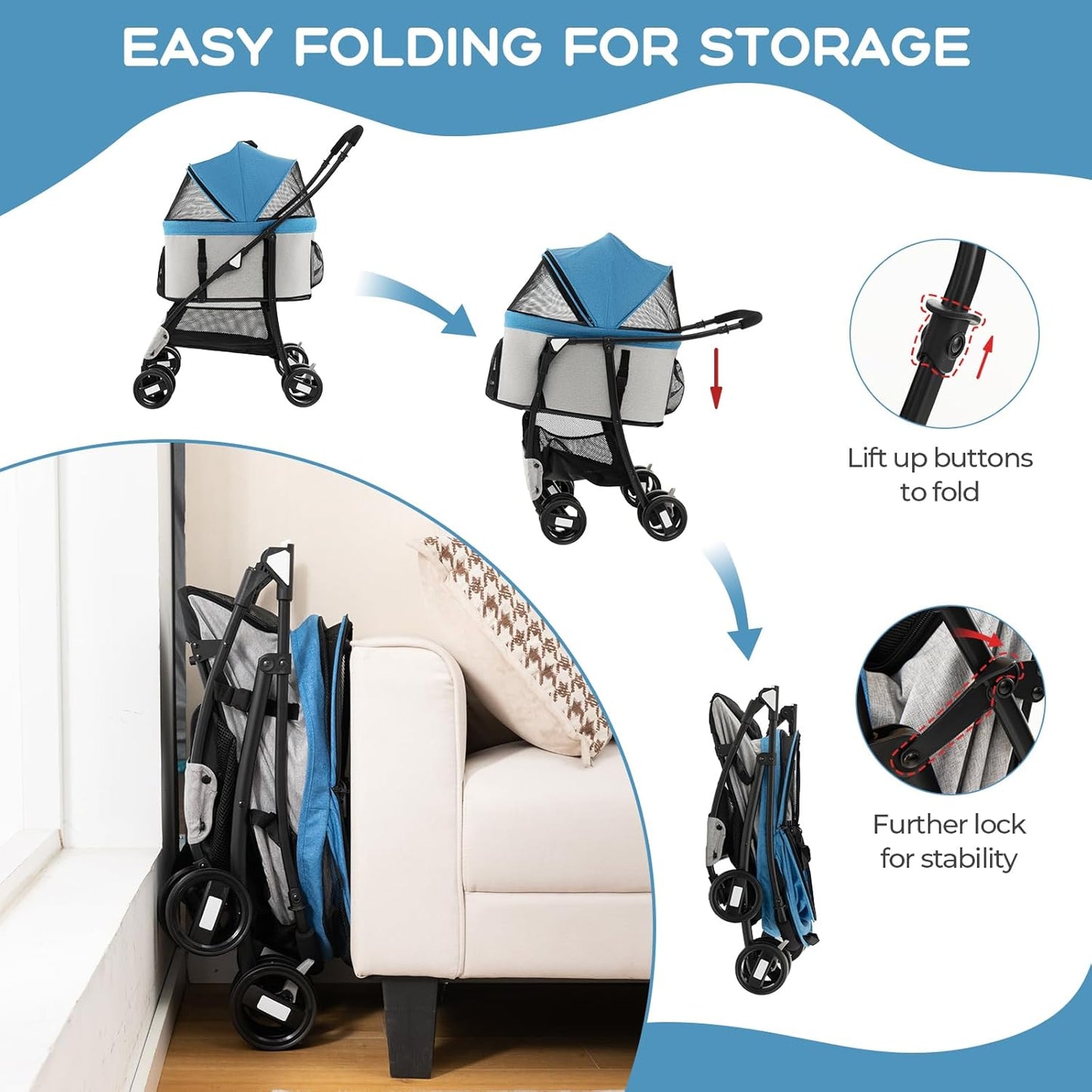 Costway 3-In-1 Pet Stroller with Removable Car Seat Carrier