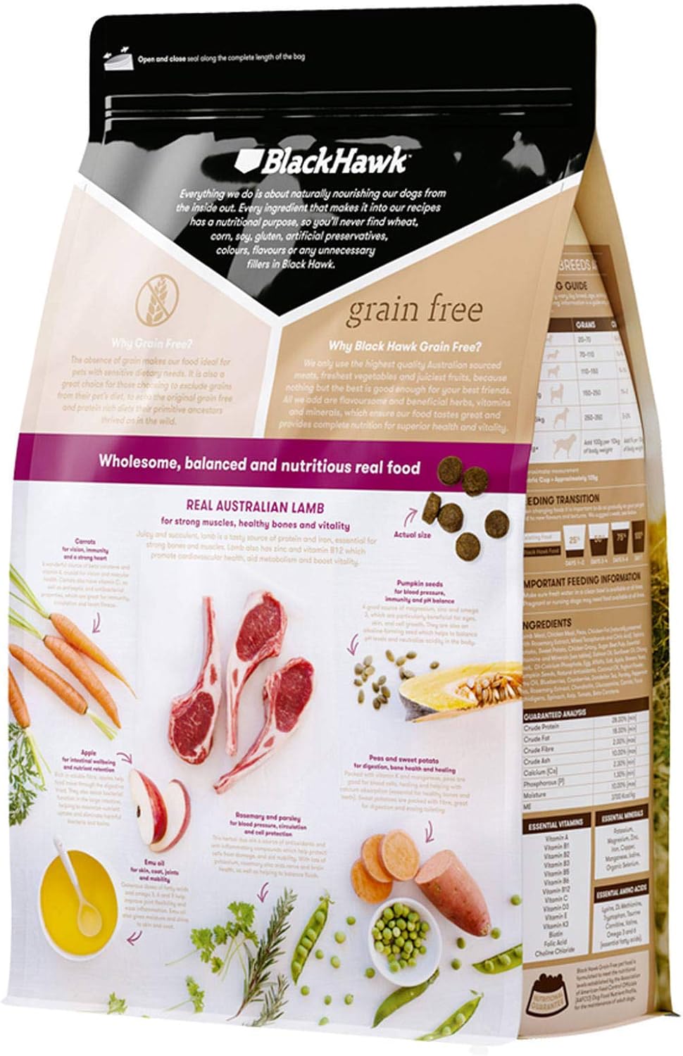 Black Hawk - Grain Free, Adult and Senior Dog Food, Lamb, 2.5kg