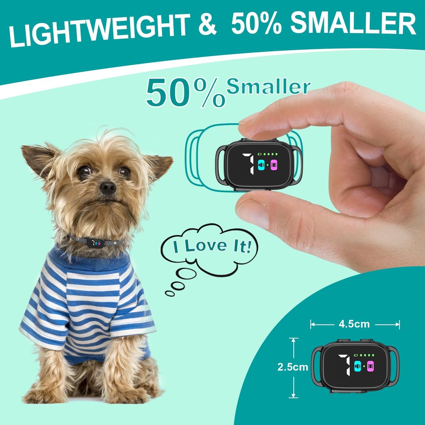 RICIVI Anti-Bark Collar for Small Dogs, No Shock Anti Barking Collars with 7 Sensitivities, 3 Adjustable Modes Beep & Vibration