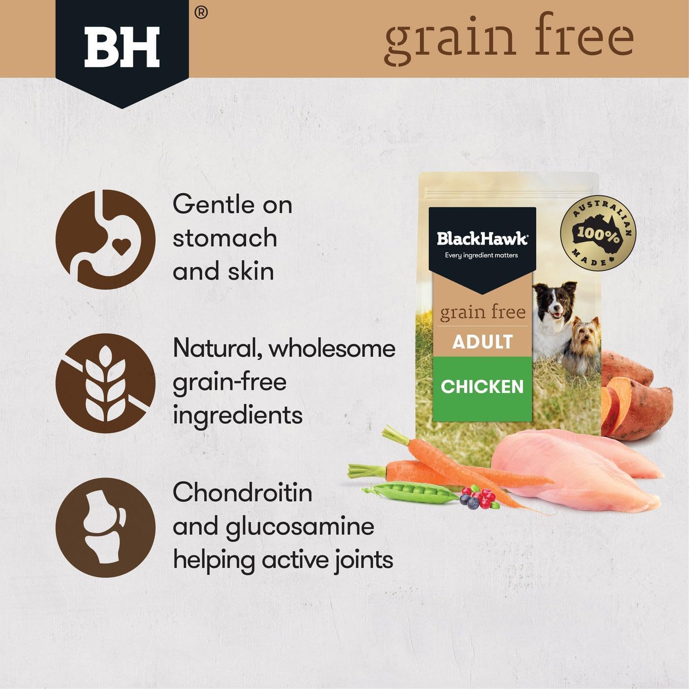 Black Hawk Adult All Breed Grain Free Chicken Dry Dog Food 15 Kg