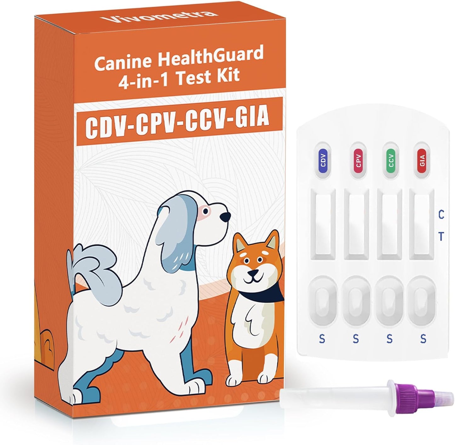 Canine/Dog HealthCheck 4-in-1 Test Kit ,Reliable Detection of Common Canine Illnesses