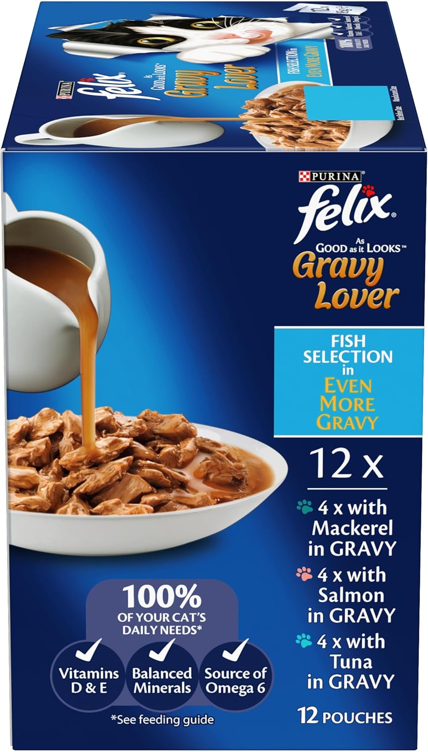 FELIX As Good As It Looks Adult Wet Cat Food Gravy Lover Fish Selection 60x85g