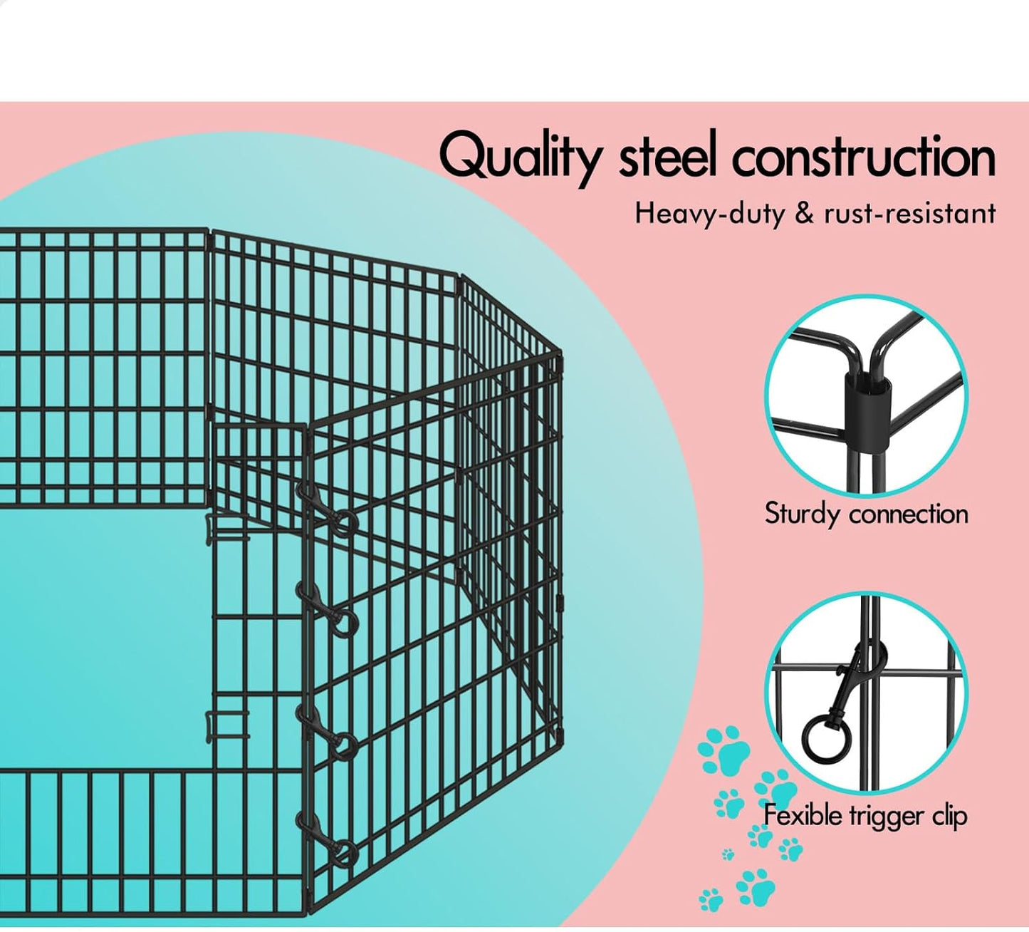 Beastie 30" Foldable Pet Dog Metal Playpen