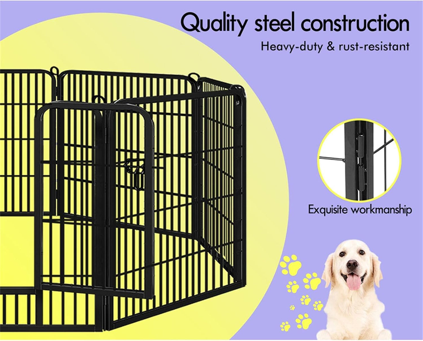 Beastie 24" Foldable Pet Dog Metal Playpen Enhanced, Universal Portable Pet Exercise Cage