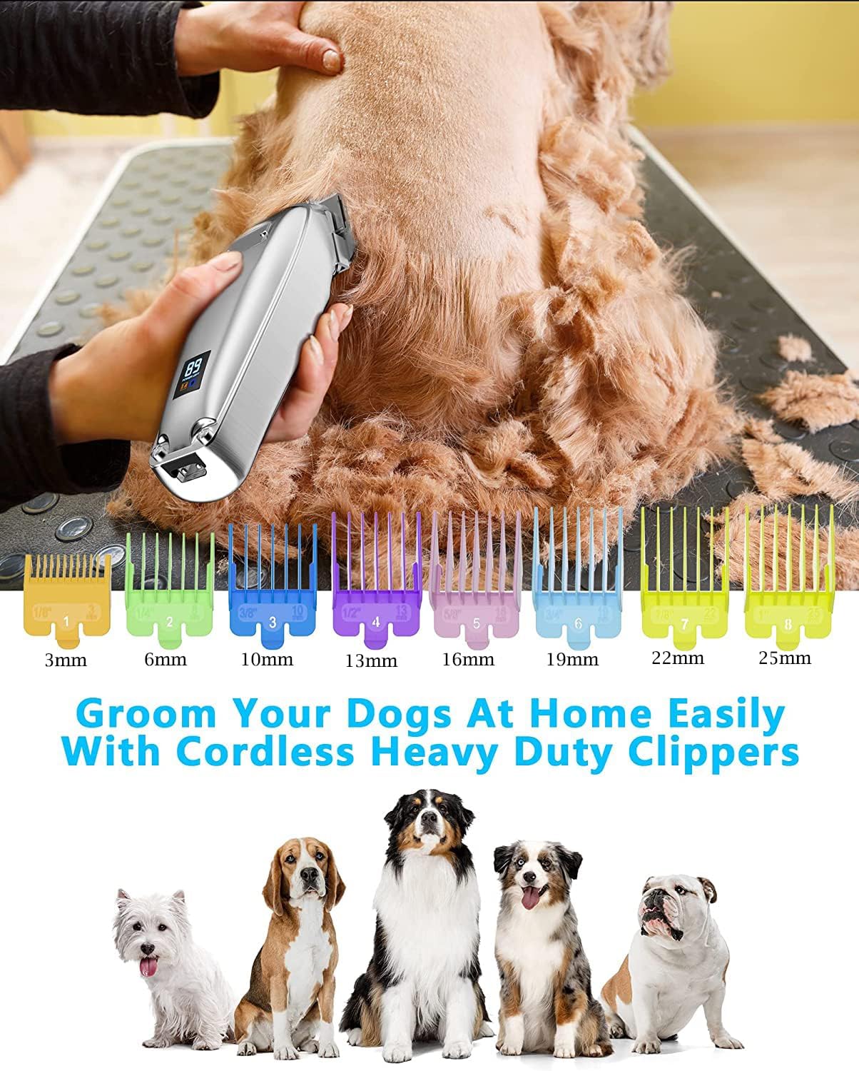oneisall Dog Clippers Long Hair 2500 mAh Battery Dog Clippers