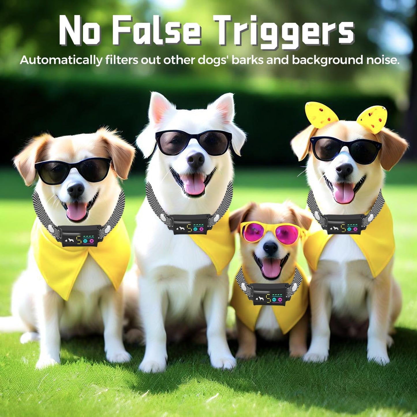 Anti Bark Collar for Small Medium Dogs, No Shock Barking Collars with 5 Adjustable Sensitivity