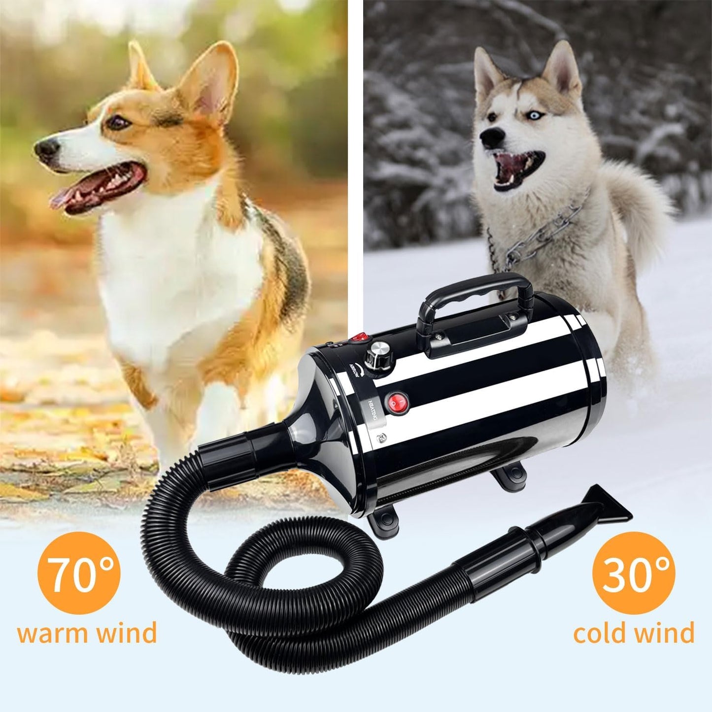 Dog Hair Dryer - Adjustable Speed & Temperature 2800W Dog Grooming Dryer