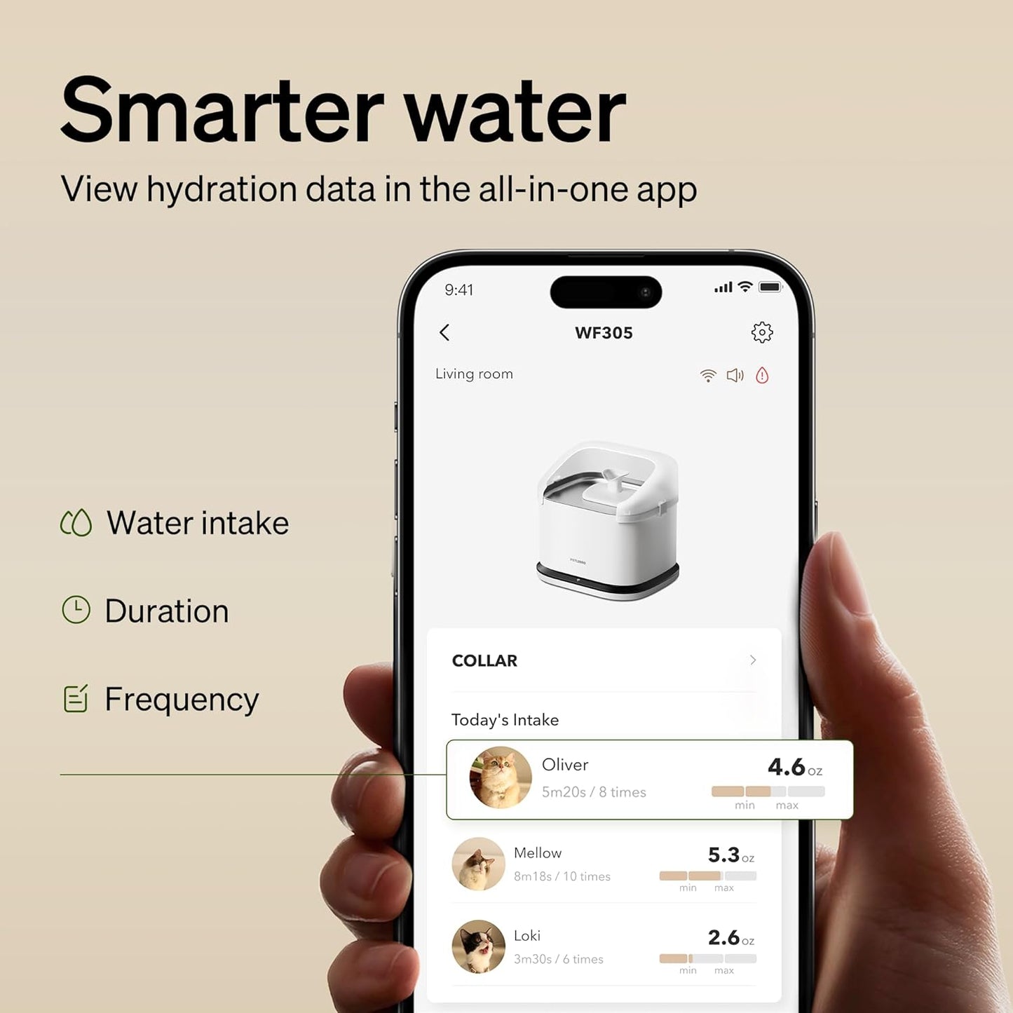 PETLIBRO Multi Cats Water Fountain, Dockstream RFID Smart APP Monitoring Cat Fountain, Pump-Free