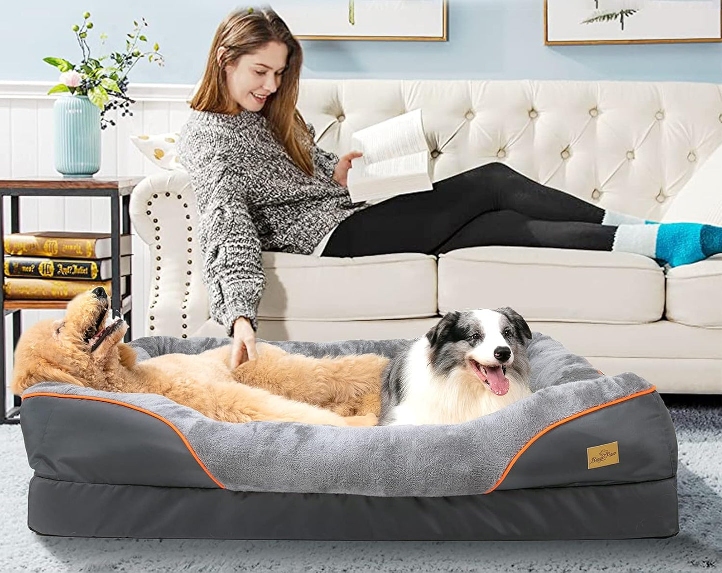 X-Large Memory Foam Dog Bed: Orthopedic Waterproof Pet Sofa Beds Washable XL