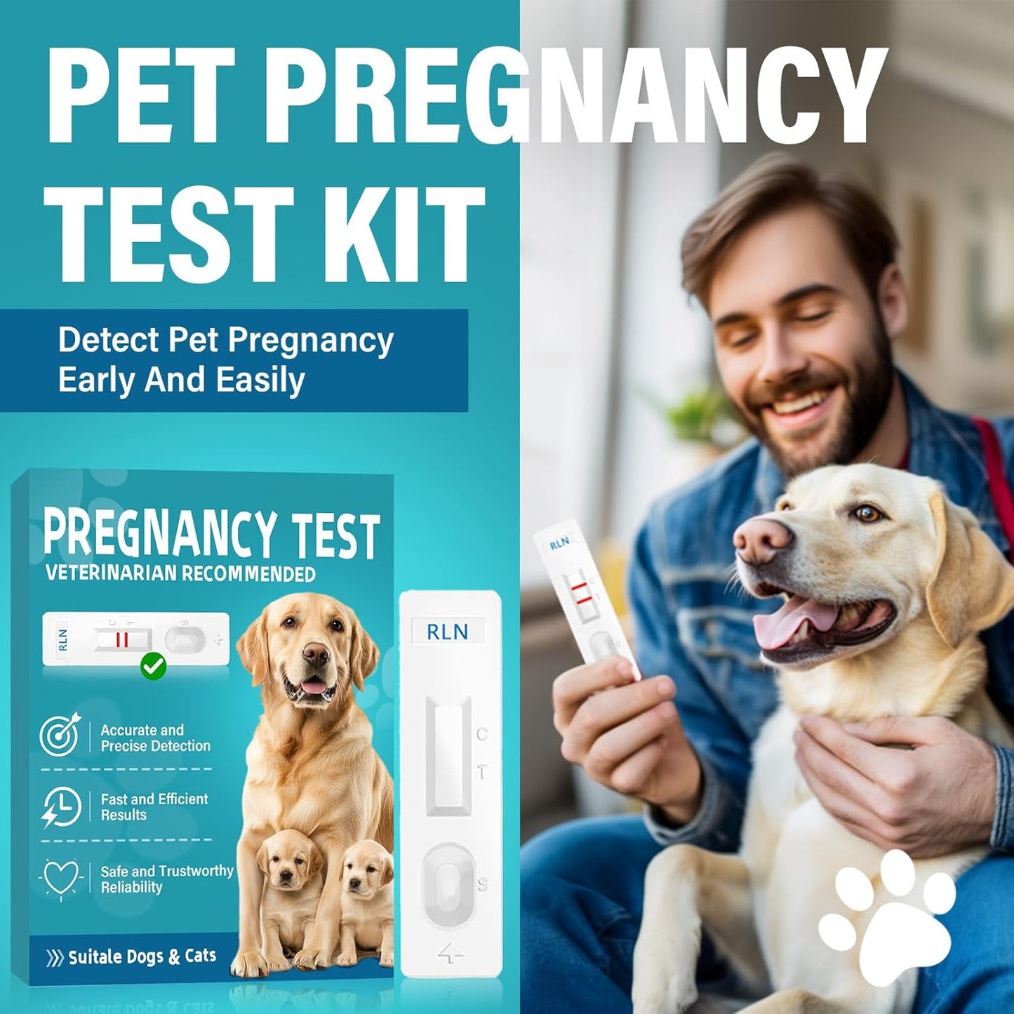 Dog Pregnancy Test, Pet Pregnancy Supplies at Home, 10-15 Mins Accurate and Fast Detection, 99.9% Accurate & Simple Operation