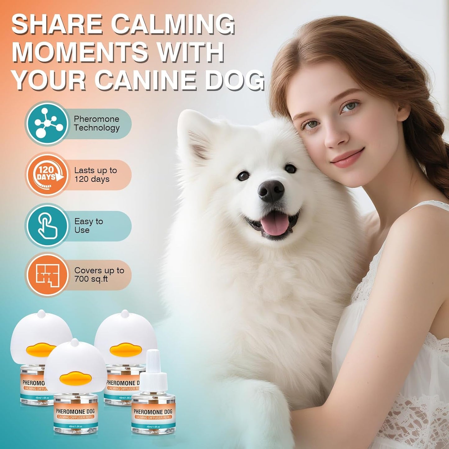 Dog Calming Pheromones Diffuser to Calm Pet 7 In 1 Advanced Kit (Tasteless)