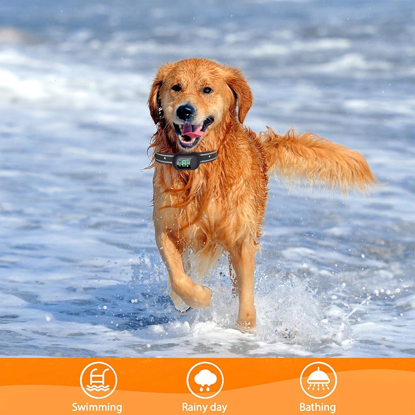 Anti Bark Collar for Dogs - Anti Barking Device,Rechargeable IP7 Waterproof