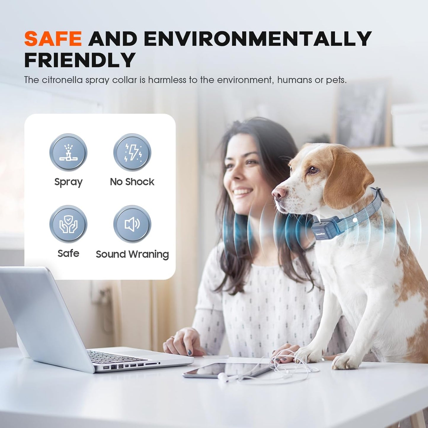 Anti Barking Dog Collars, Spray Bark Collar with 3 Adjustable Sensitivity & Spray Levels