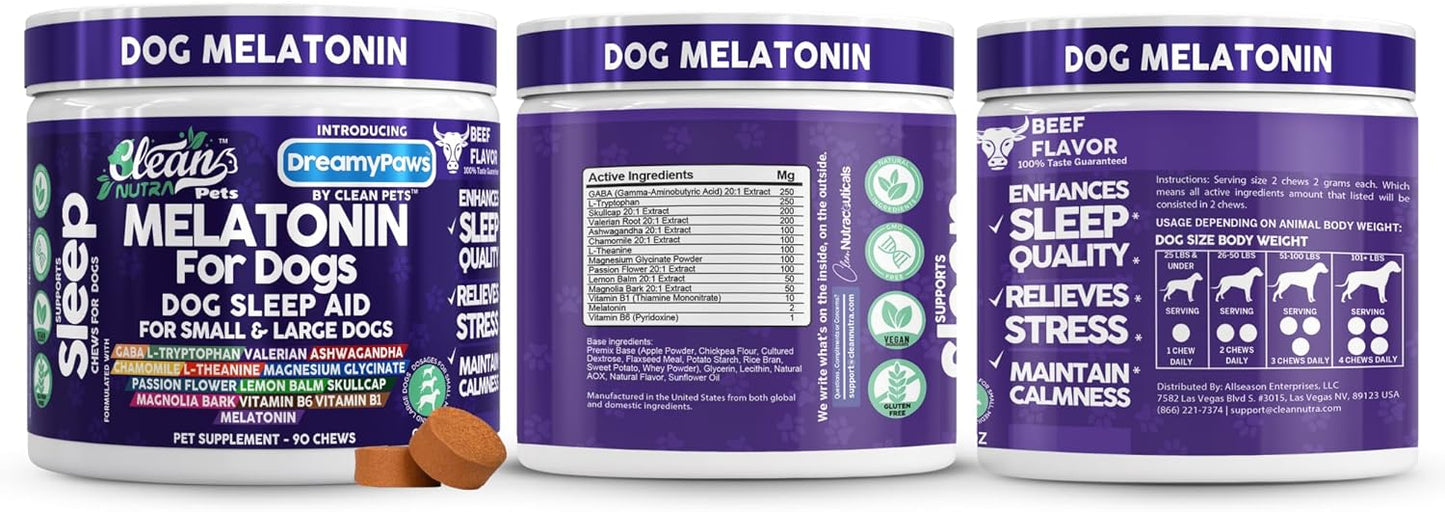 Dreamy Paws Melatonin for Dogs Dog Calming Sleep Supplement
