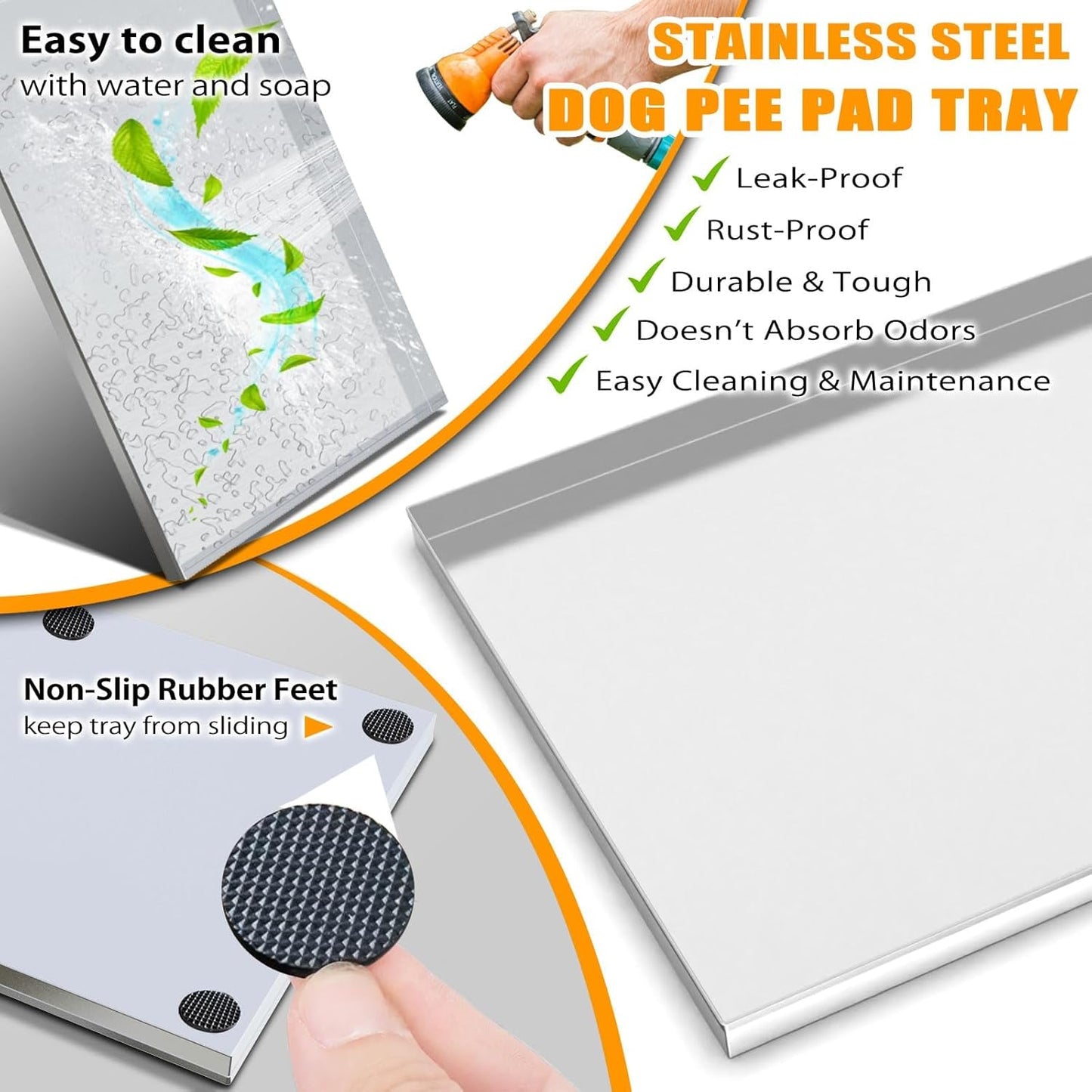 Stainless Steel Dog Grass Pad with Tray, Odor-Resistand & Easy to Clean Indoor/Outdoor Puppy Potty System,Durable Alternative to Plastic Dog Litter Box with Artificial Grass for Dogs Potty Training