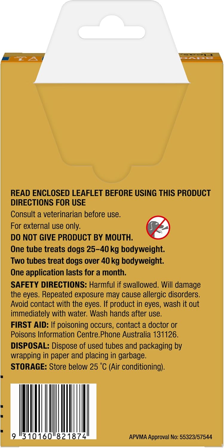 Advocate Dog, Monthly Spot-On Protection from Fleas, Heartworm and Worms, Single Pack Flea Treatment for XL Dogs Over 25 kg, 1 Pack