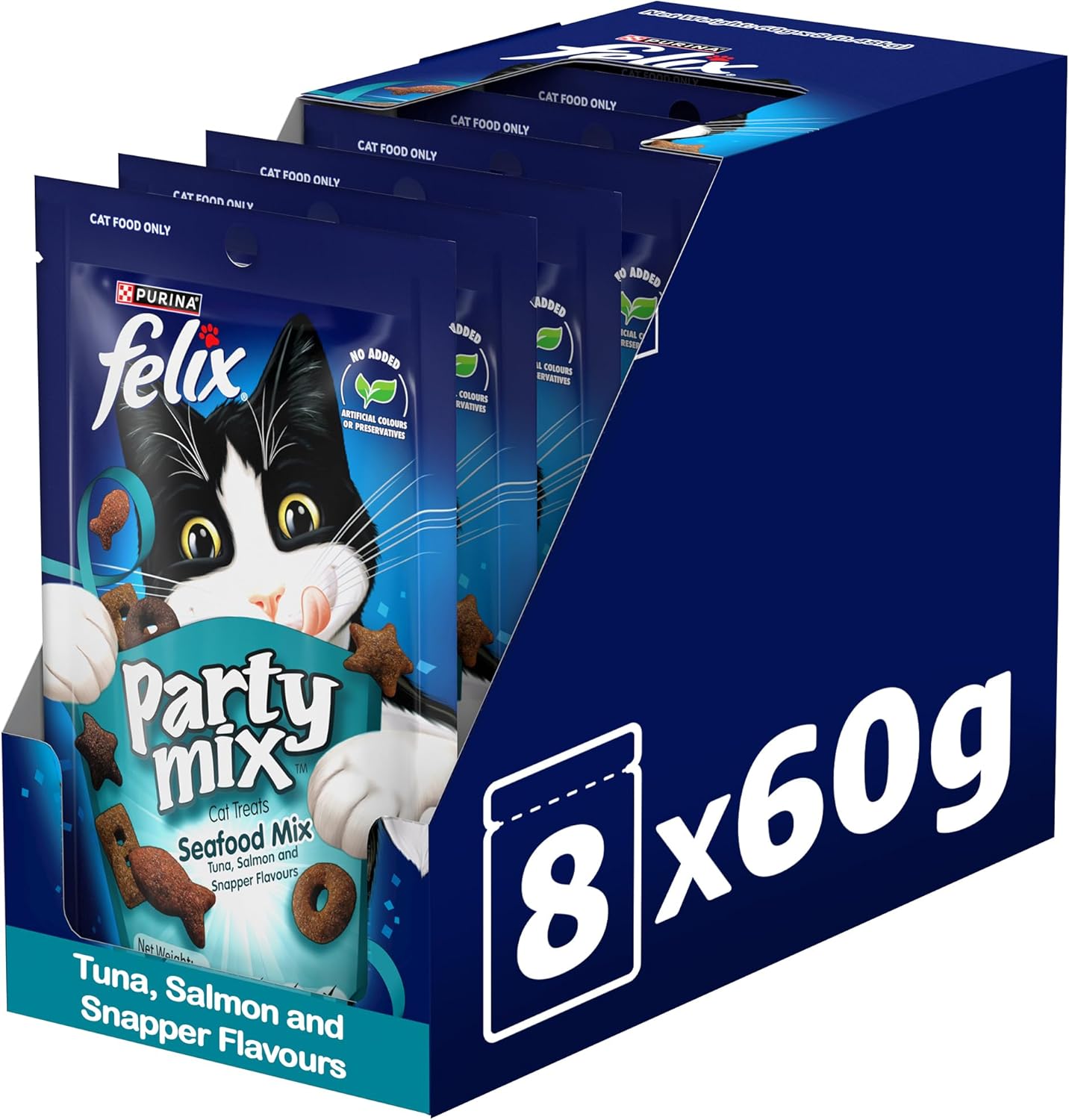 FELIX Adult Cat Treats Seafood Party Mix 8x60g