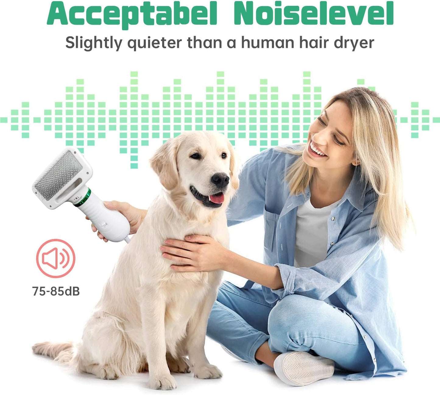 Dog Hair Dryer, 2-in-1 Dog Blow Dryer with Slicker Brush, 300W Pet Hair Dryer