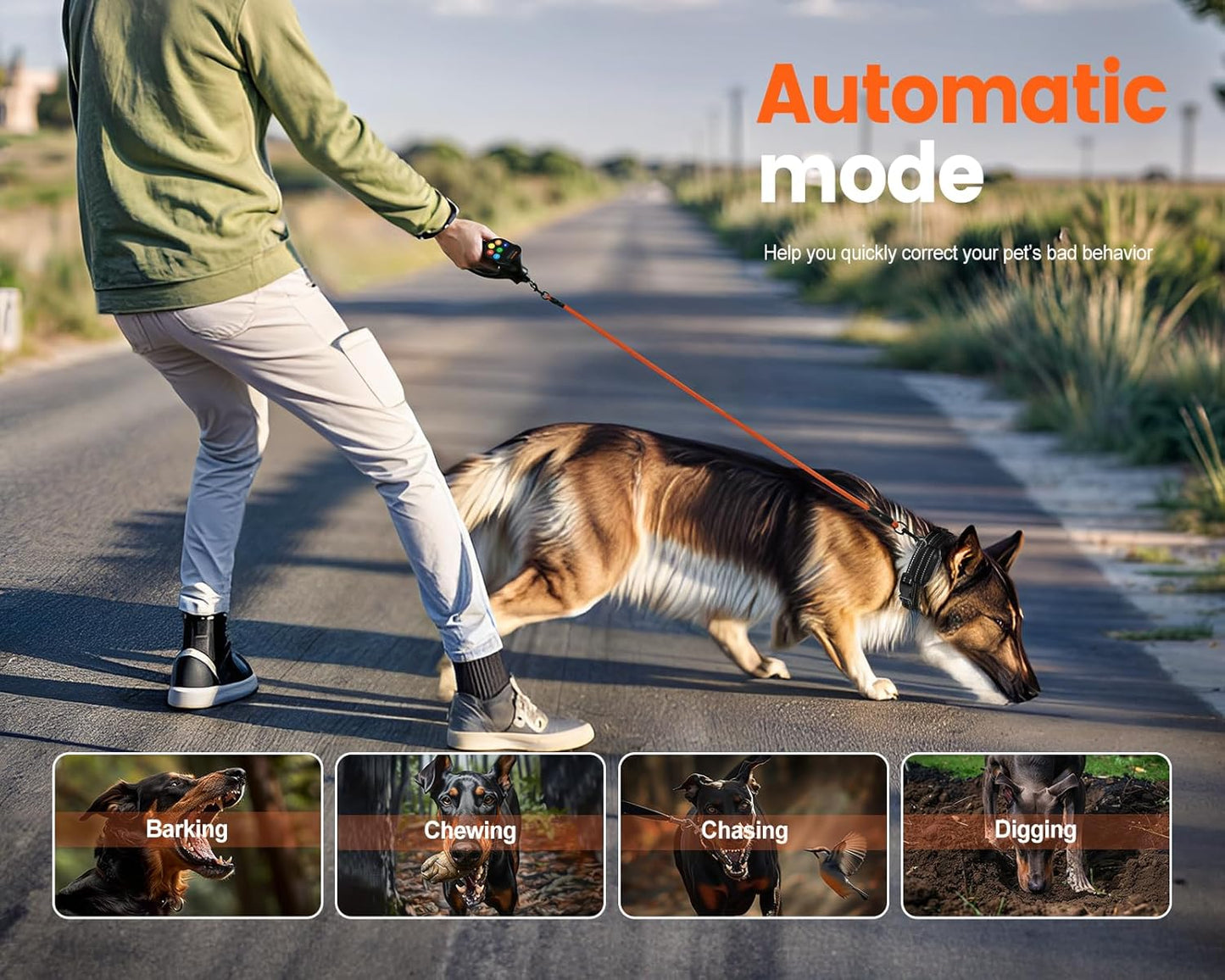 Dog Training Collar with Remote, with Auto-Brake Dog Training Leash,1600FT IP67