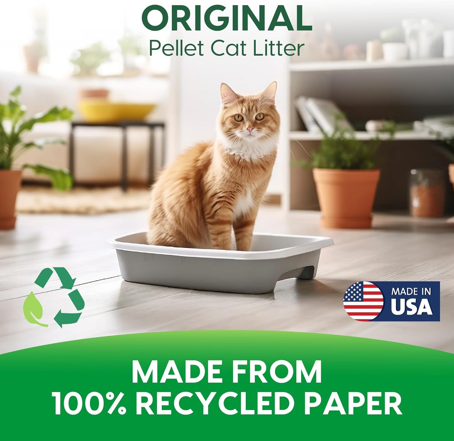 Fresh News Recycled Paper, Original Pellet Cat Litter, 25 Pound-USA made