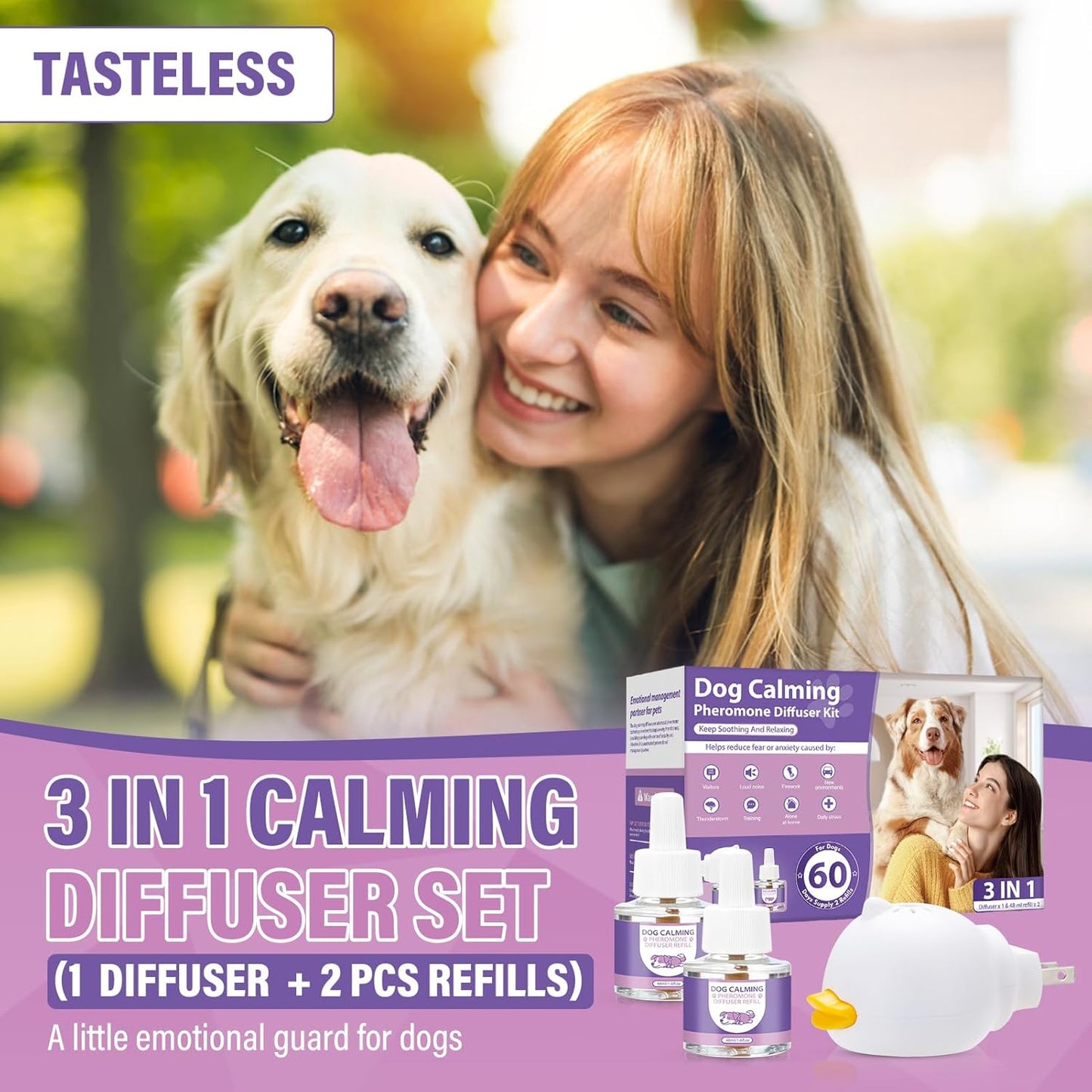 Dog Pheromones Calming Diffuser 3 In 1 Advanced Kit Appeasing Pheromone (Tasteless)