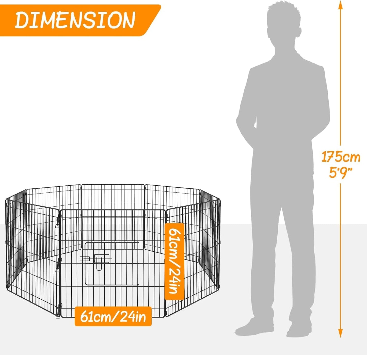 ADVWIN 8 Panel 24" Dog Playpen, Foldable Pet Fence Dog for Puppy Rabbit