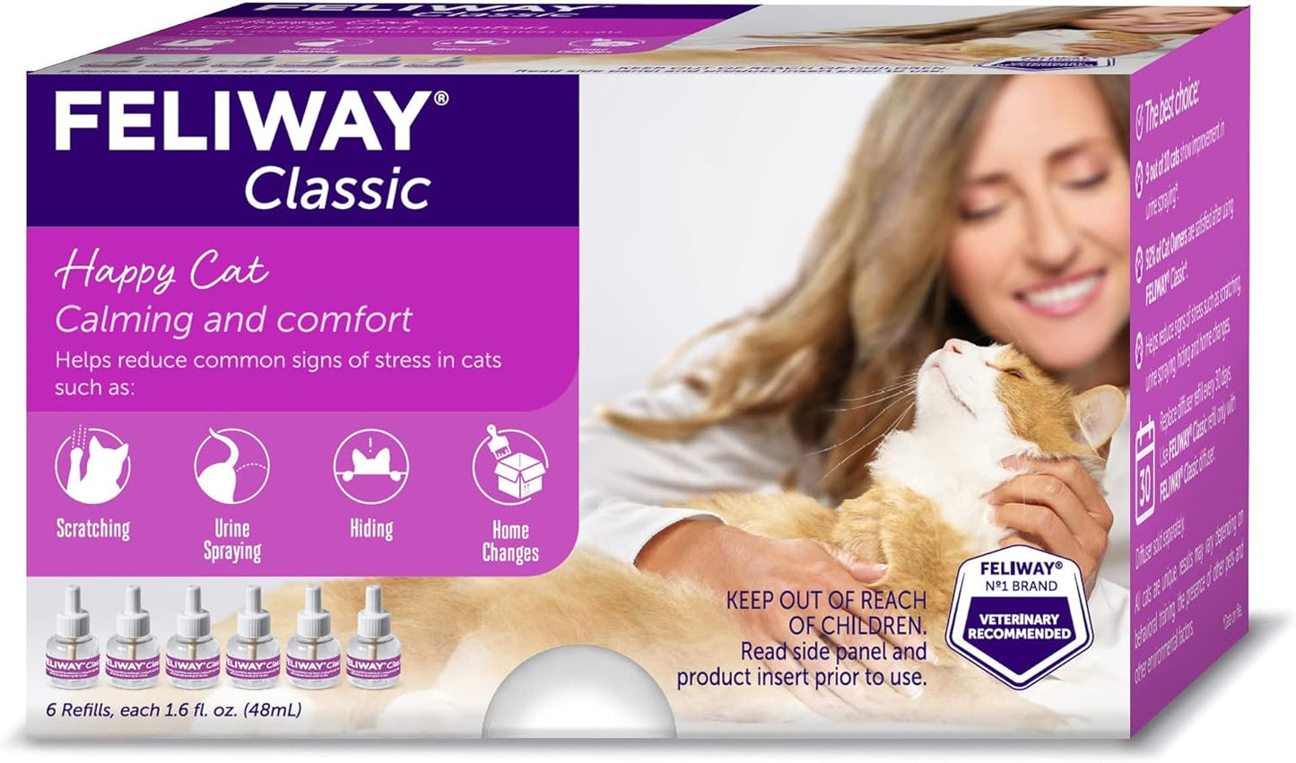 FELIWAY® Classic 6 x 30 Day Cat Calming Refills for Pheromone Diffuser