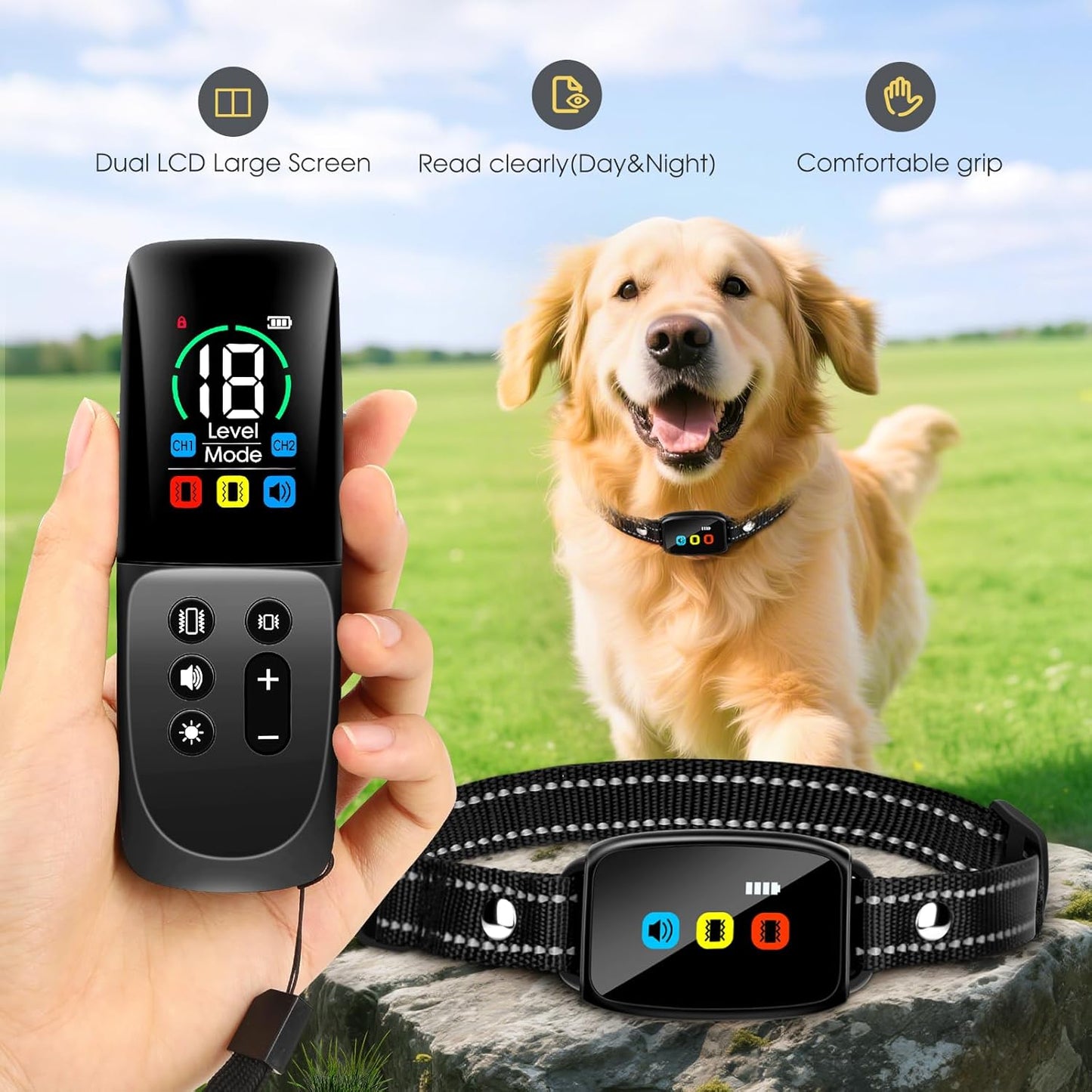 Anti Bark Collars With Remote for Dogs Anti Barking Device Vibration Beep Modes Dog Training Collar, Rechargeable IP67 Waterproof Remote Range Over 2000ft for All Dog (Black)