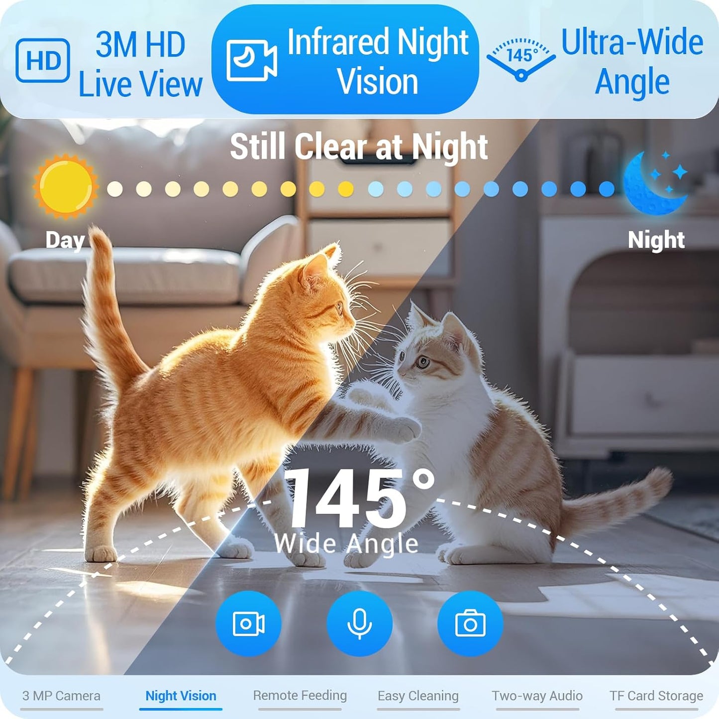 Frienhund Automatic Cat Feeder with 2K Camera: Automatic Dog Feeder with Night Vision, 7L